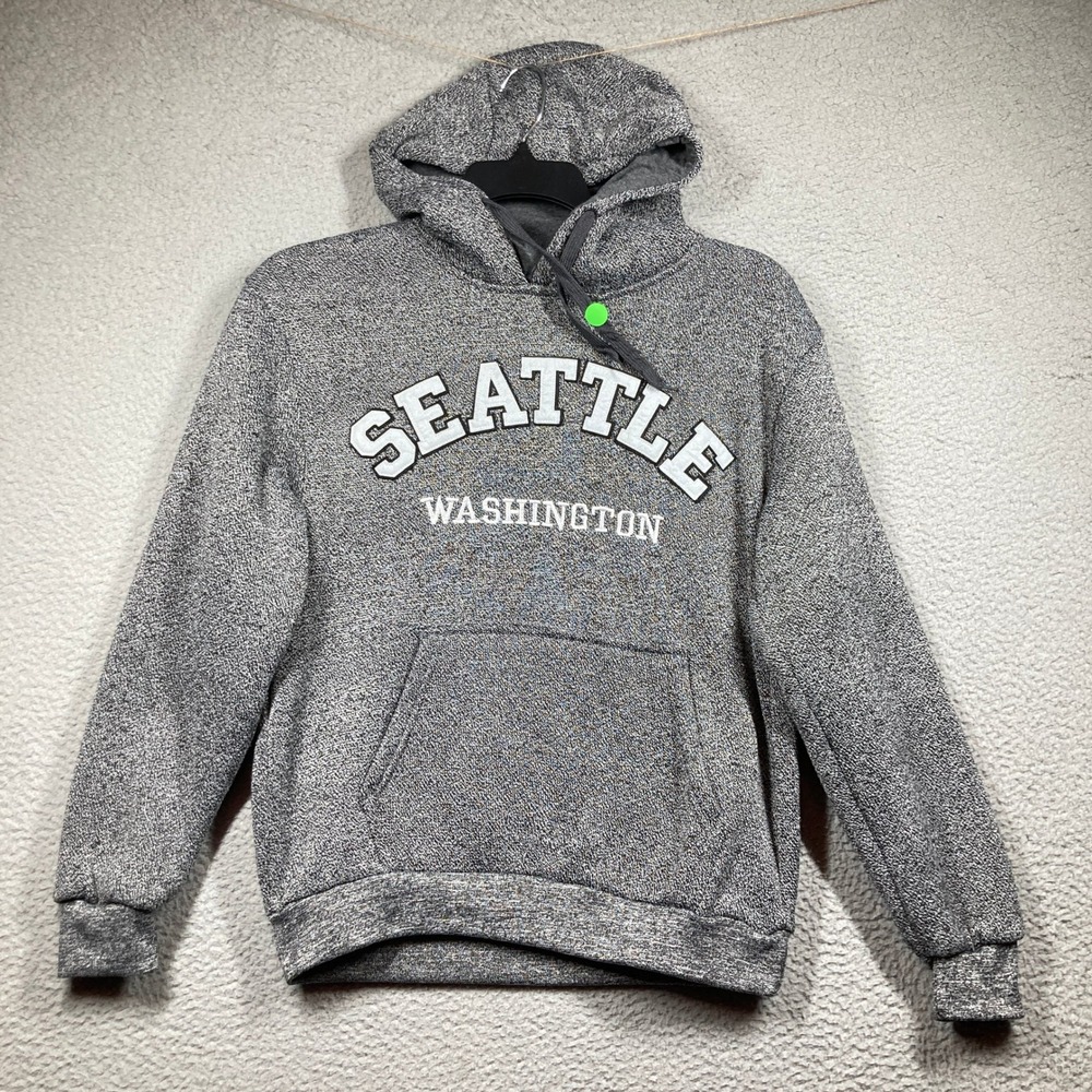 Seattle Washington Hoodie Adult Small Grey Marled Souvenir Pullover Sweatshirt